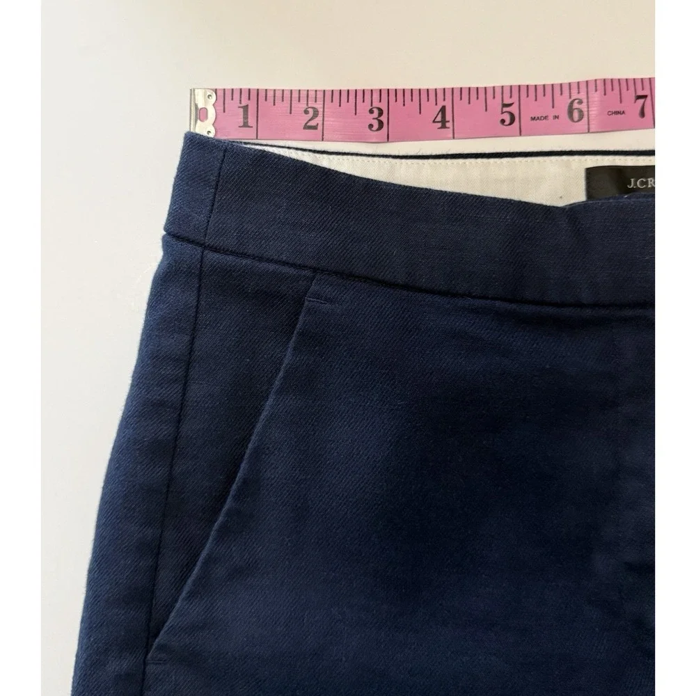 J. Crew Kate Linen Blend‎ Pants Trousers Straight Career Navy Blue Nautical Sz 2 - Picture 8 of 16